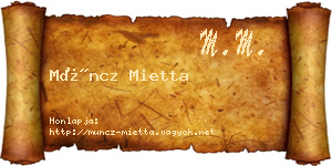 Müncz Mietta névjegykártya
